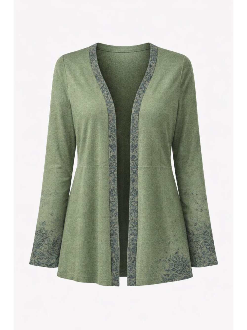 NEW One World Live Let Live Med. Green Draped Open Front Cardigan Waterfall NWT
